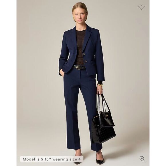 J. Crew Kaya pant in bi-stretch cotton blend Navy Blue Size 12 NWT CI418 - Picture 1 of 13